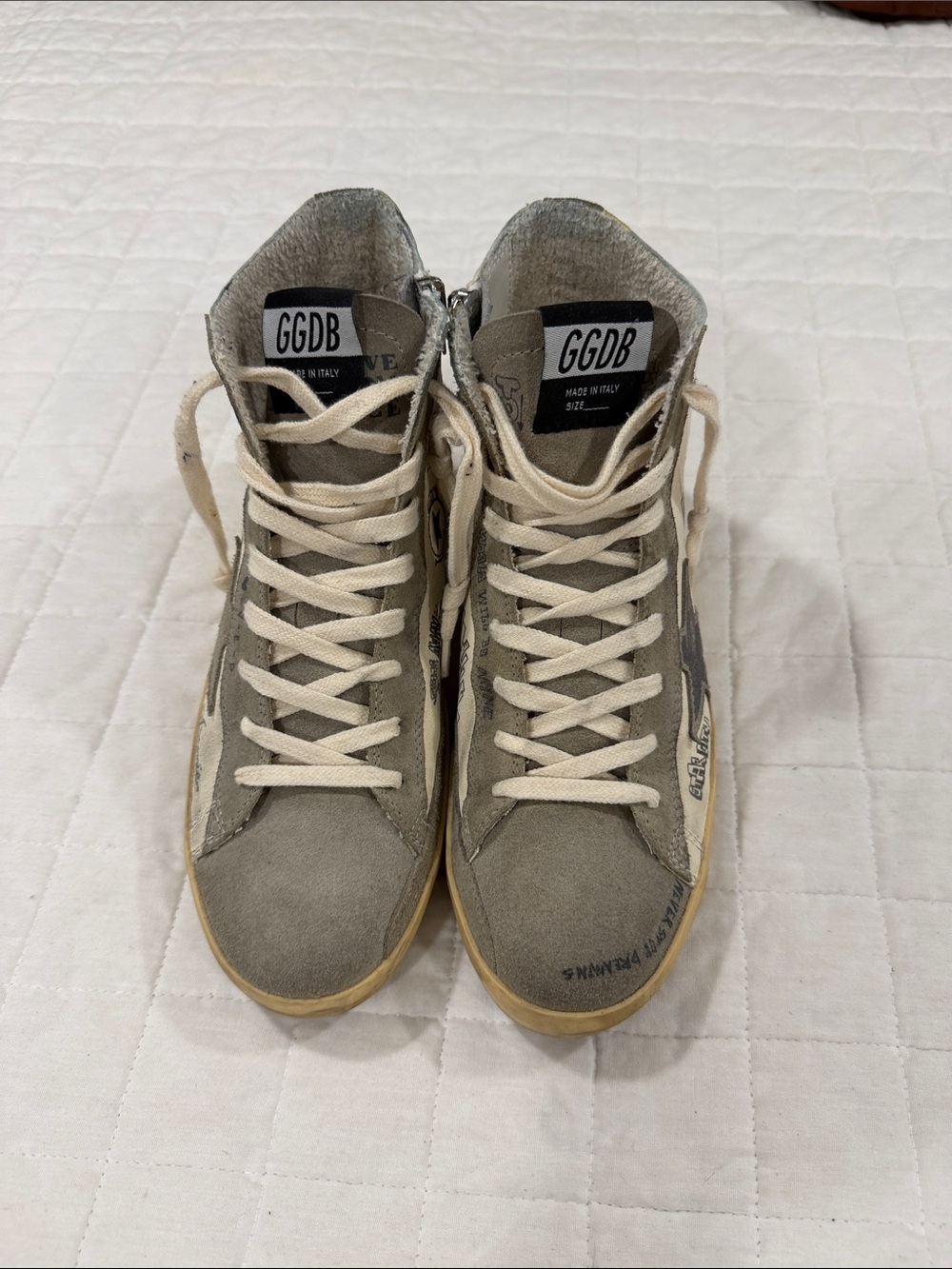 Golden Goose - FRANCY  High-Top Sneakers in Gray and Cream